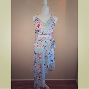 Solemio Floral Crop Top and Skirt Set